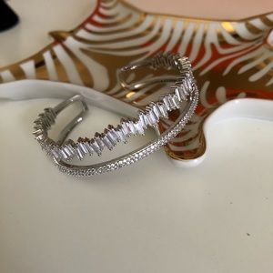Silver Cz duo bangle